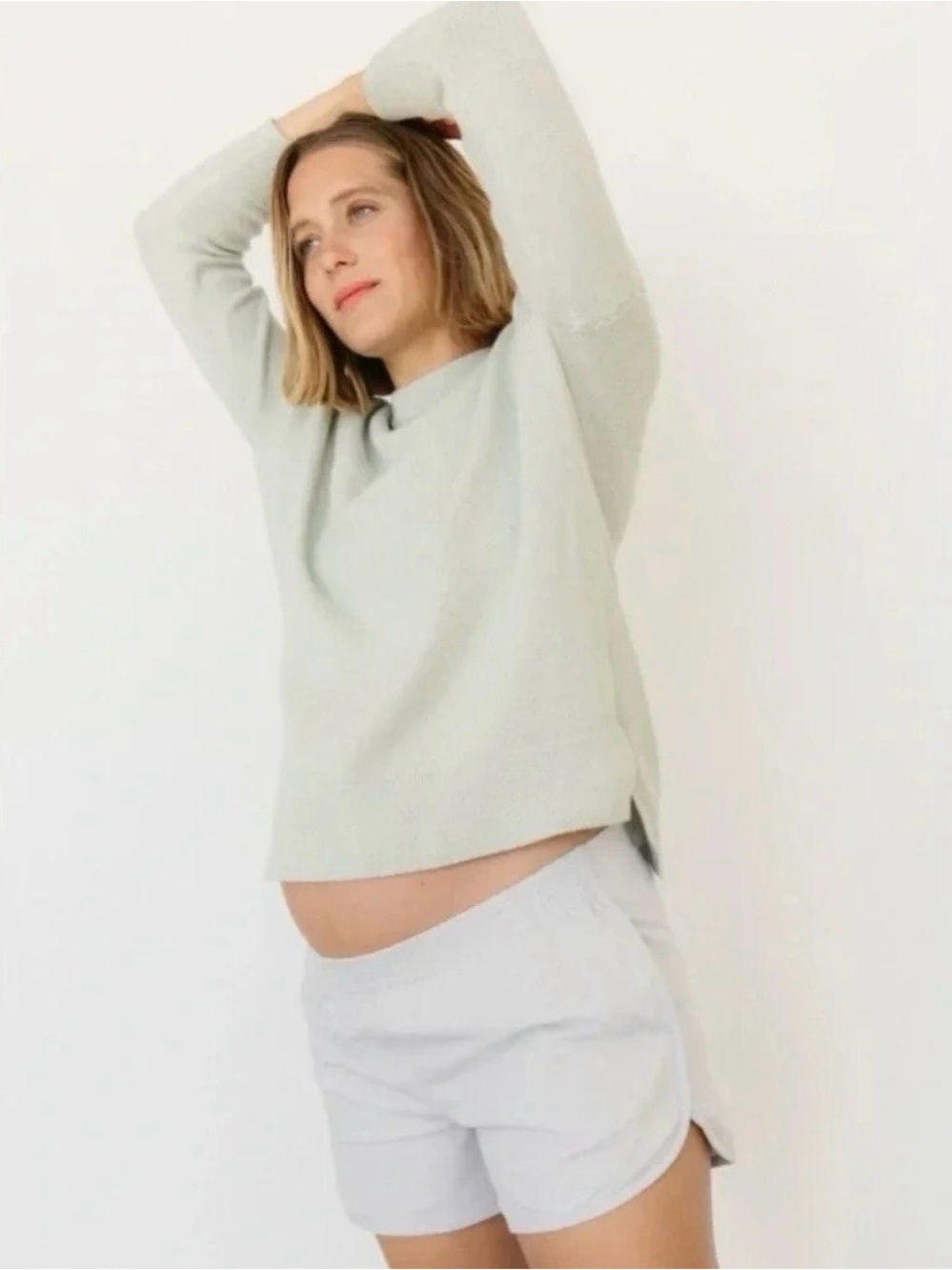 STORQ Cloud Cotton Crew Maternity Sweater in Mineral XS/S